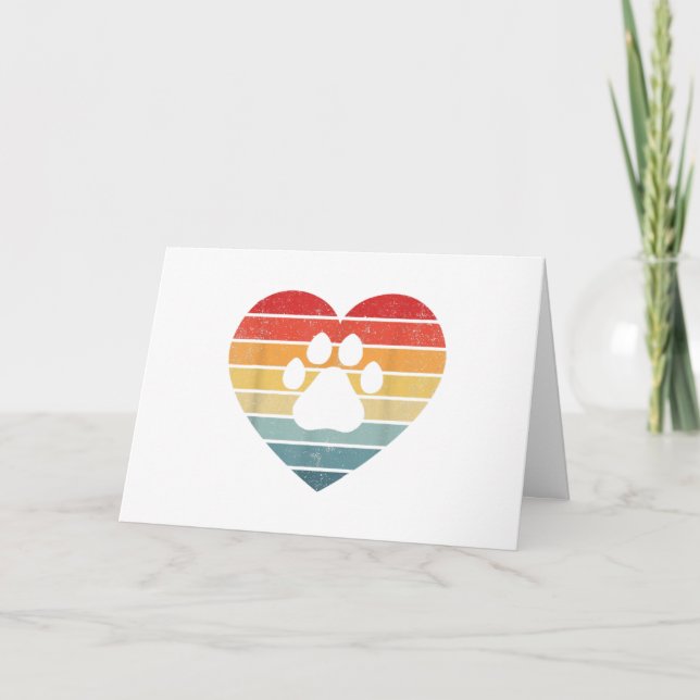 Carte De Remerciements Veterinarian Vet Tech - Retro Sunset Paw Print Dog (Devant)