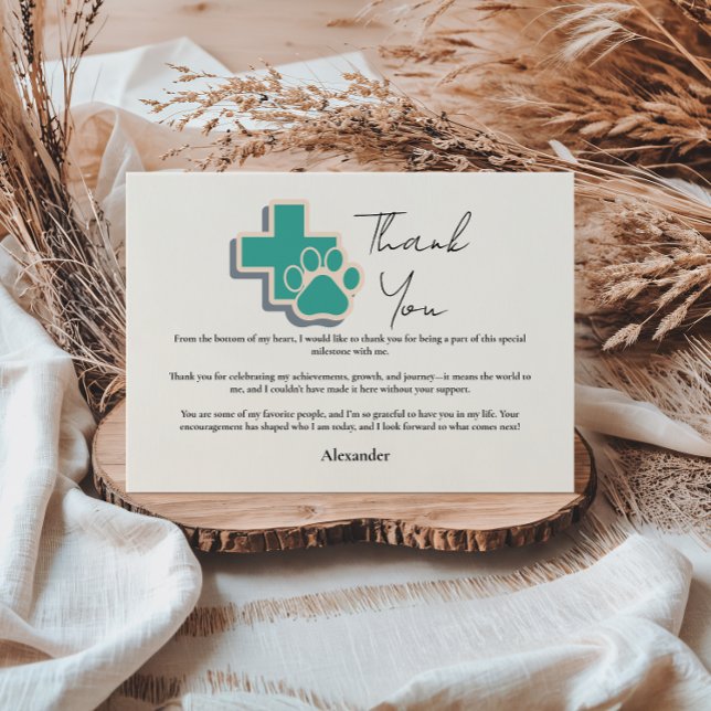 Carte De Remerciements Veterinary School Paw Graduation Party (Créateur téléchargé)