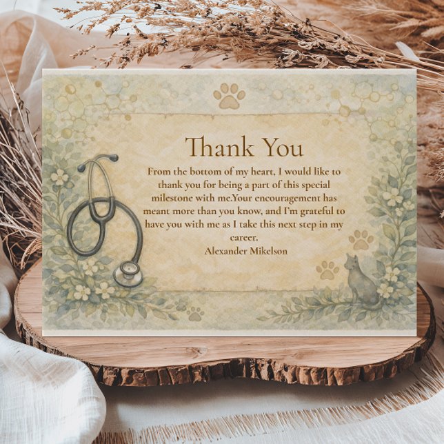 Carte De Remerciements Veterinary White Coat Graduation Party (Créateur téléchargé)