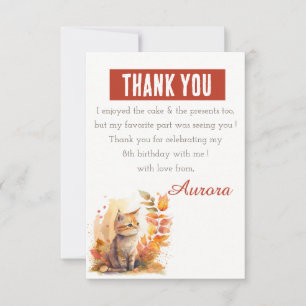 Carte De Remerciements Vibes d'automne Aquarelle Kitten - Anniversaire