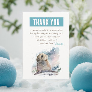 Carte De Remerciements Vibes d'hiver - Phoque à l'aquarelle - Anniversair