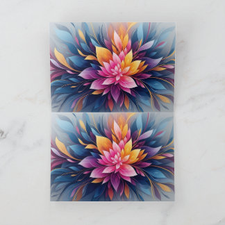 Carte De Remerciements Vibrant Abstract Lotus Flower Burst with Colorful