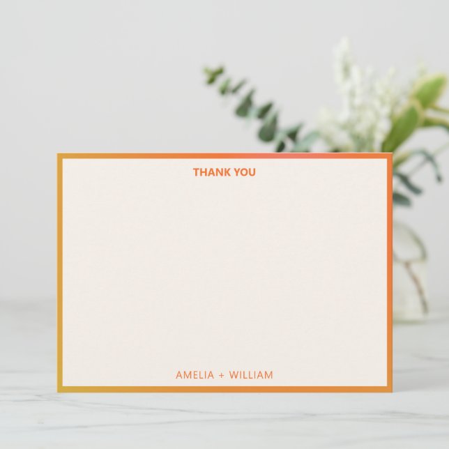 Carte De Remerciements Vibrant Bold Orange Pink Gradient Custom Wedding (Debout devant)