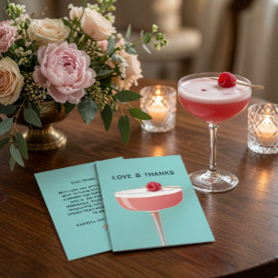 Carte De Remerciements Vibrant Cocktail de Framboise Bleu Turquoise Amour