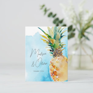 Carte De Remerciements Vibrant Mariage d'aquarelle à ananas tropicale