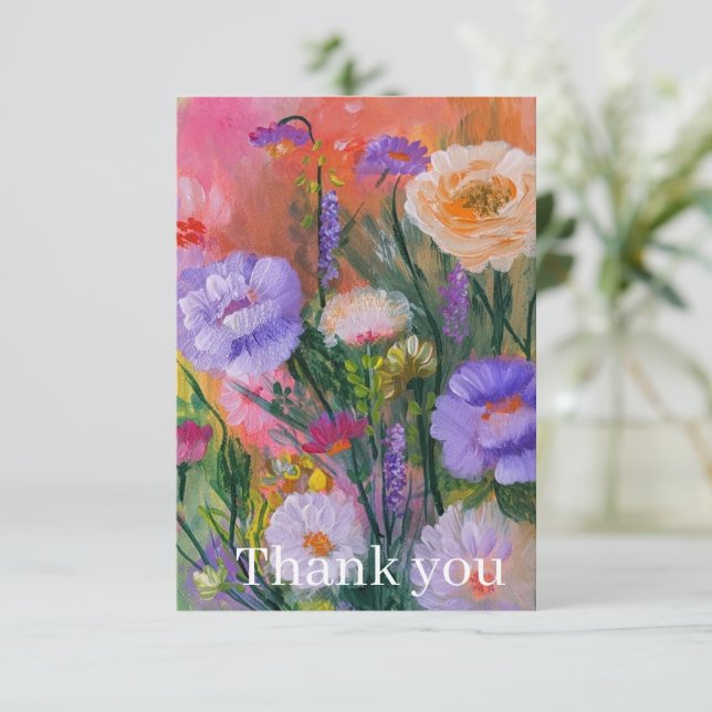 Carte De Remerciements Vibrant Wildflowers Thank you card (Debout devant)