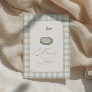 Carte De Remerciements Vichy vert sauge Baby Shower de golf