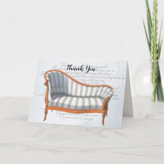 Carte De Remerciements Victorian Blue Stripe Chaise Lounge (Devant)