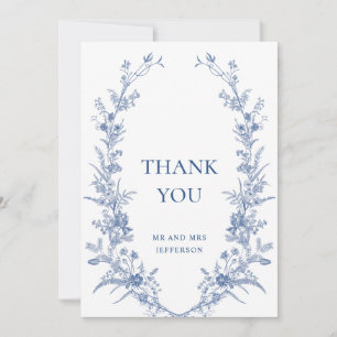 Carte De Remerciements Victorian Dusty Blue French Garden Floral Mariage