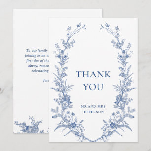 Carte De Remerciements Victorian Dusty Blue French Garden Floral Mariage