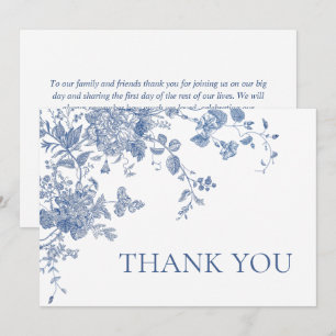 Carte De Remerciements Victorian Dusty Blue French Garden Floral Mariage
