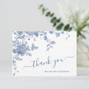 Carte De Remerciements Victorian Dusty Blue French Garden Floral Mariage