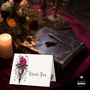 Carte De Remerciements Victorian Goth Crimson Rose Sconce