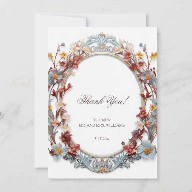 Carte De Remerciements Victorian Oval Frame Thank You (Devant)