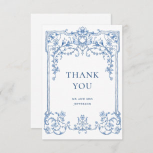 Carte De Remerciements Victorien Ornate Grace Floral Dusty Mariage bleu