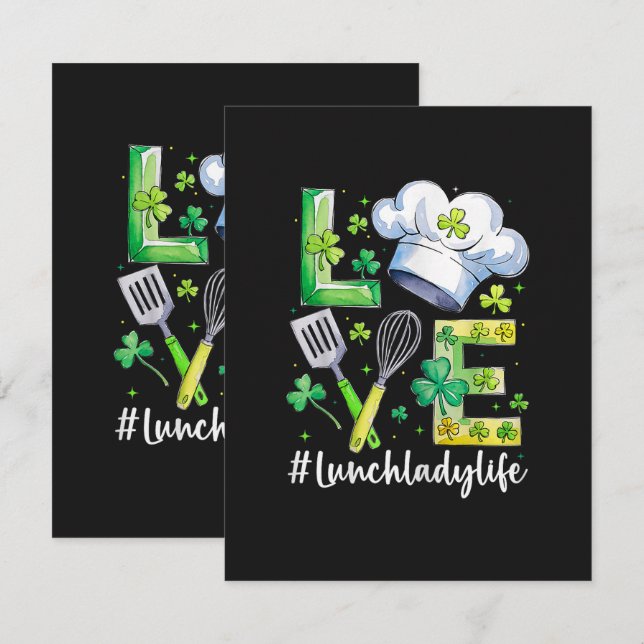 Carte De Remerciements  Vie de Dame de Cantine Joyeux St Patrick (Devant / Derrière)