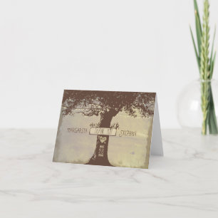 Carte De Remerciements vieil arbre rustique jolies guirlandes lumineuses 