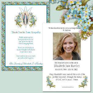 Carte De Remerciements Vierge catholique Marie Sympathy Funérailles