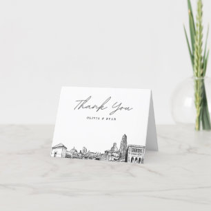 Carte de remerciements vierge d'esquisse Skyline d