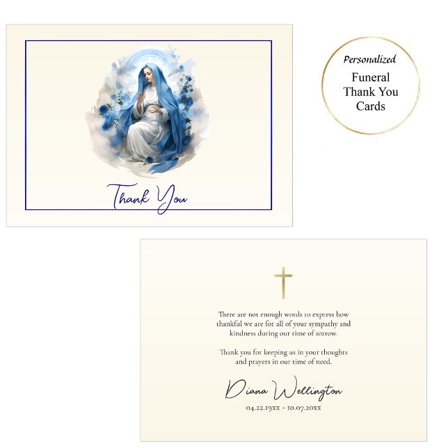 Carte De Remerciements Vierge Marie Funérailles catholiques romaines (Créateur téléchargé)