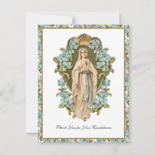 Carte De Remerciements Vierge Marie Lourdes Condolence funéraire catholiq