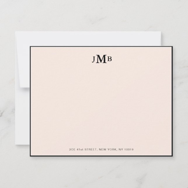 Carte De Remerciements Vierge rose et noir Monogramme Formal Flat (Devant)