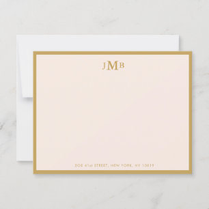Carte De Remerciements Vierge rose et or Monogramme Formal Flat