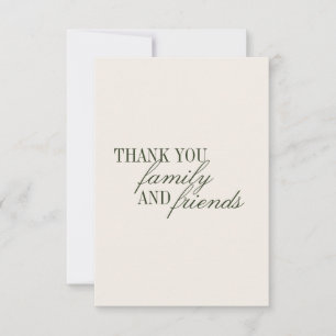 Carte De Remerciements Vieux Argent Vert Olive Mariage Élégant 