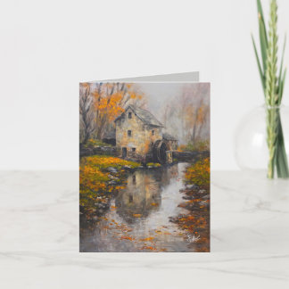 Carte De Remerciements “Vieux moulin de pierre” peint à la main par Jason