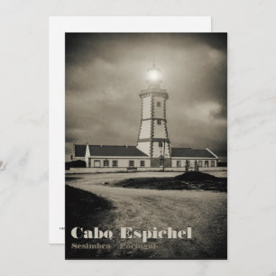 Carte De Remerciements Vieux phare la nuit de la tempête