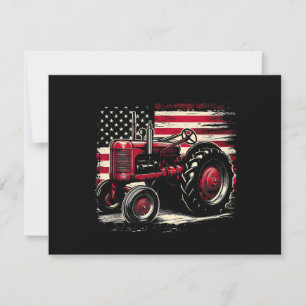 Carte De Remerciements Vieux tracteur Farmall Cub Drapeau américain Patri