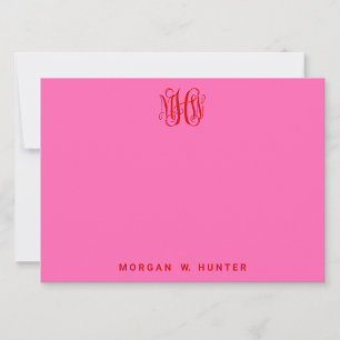 Carte De Remerciements Vigne de couleur rose brûlant Monogramme personnal
