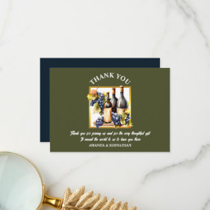 Carte De Remerciements Vignobles d'aquarelle bouteilles de vin vignoble m