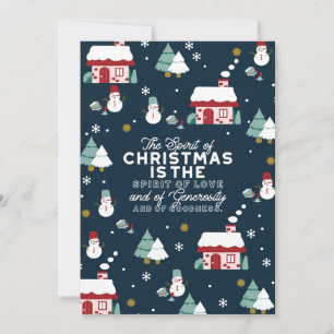 Carte De Remerciements Village de nuit d'hiver avec esprit de Noël