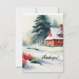Carte De Remerciements Village d'hiver