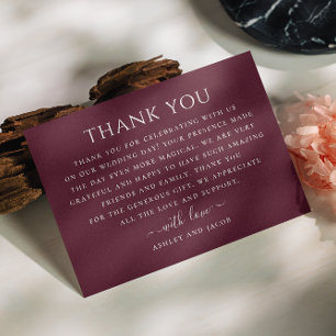 Carte De Remerciements Vin Bourgogne / Plum minimaliste typographie maria