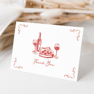 Carte De Remerciements Vin de pizza funky écriture manuscrite illustrée