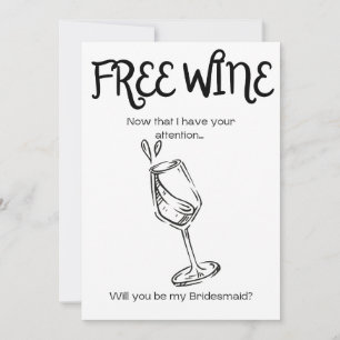 Carte De Remerciements Vin gratuit - Proposition de demoiselle d'honneur