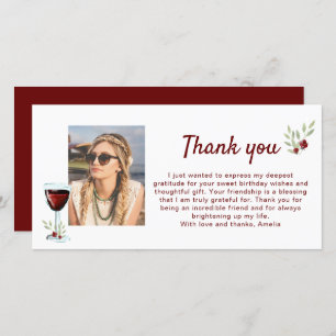 Carte De Remerciements Vin Rouge Twigs Photo Anniversaire