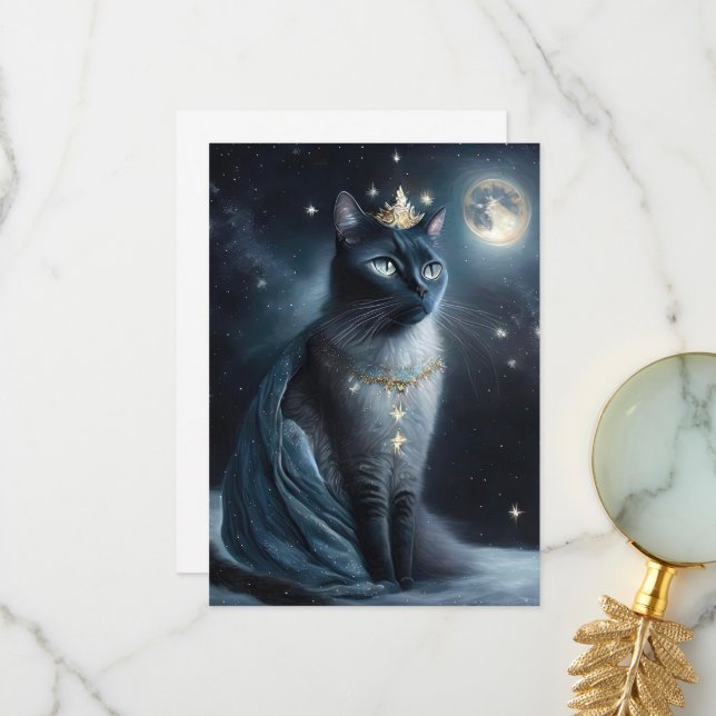 Carte De Remerciements Vinatge Royal Cat (Devant/Arrière en situation)