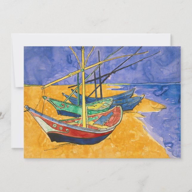 Carte De Remerciements Vincent van Gogh - Bateaux de pêche sur la plage (Devant)