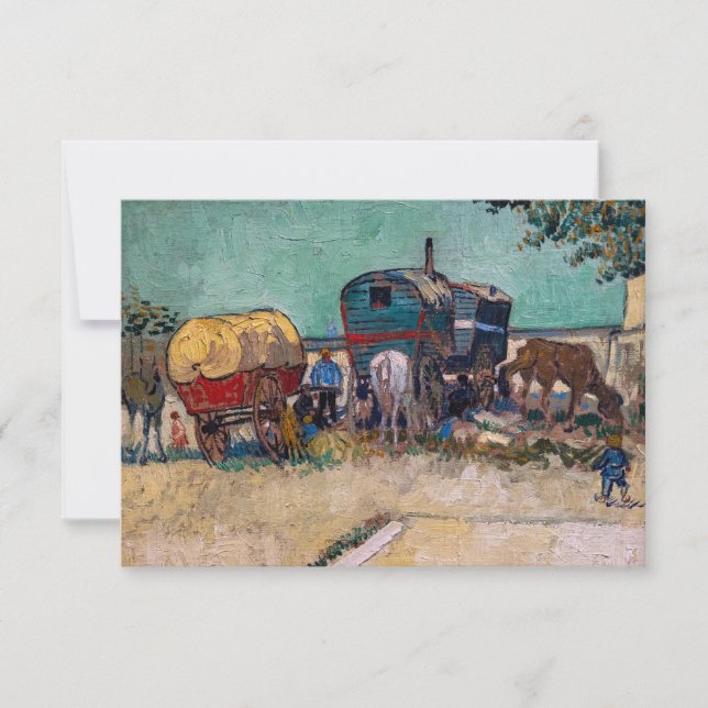 Carte De Remerciements Vincent Van Gogh - Caravanes, Camp de Tziganes prè (Devant)