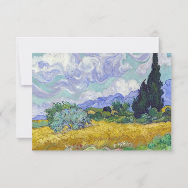 Carte De Remerciements Vincent Van Gogh - Champ de blé avec cyprès (Devant)