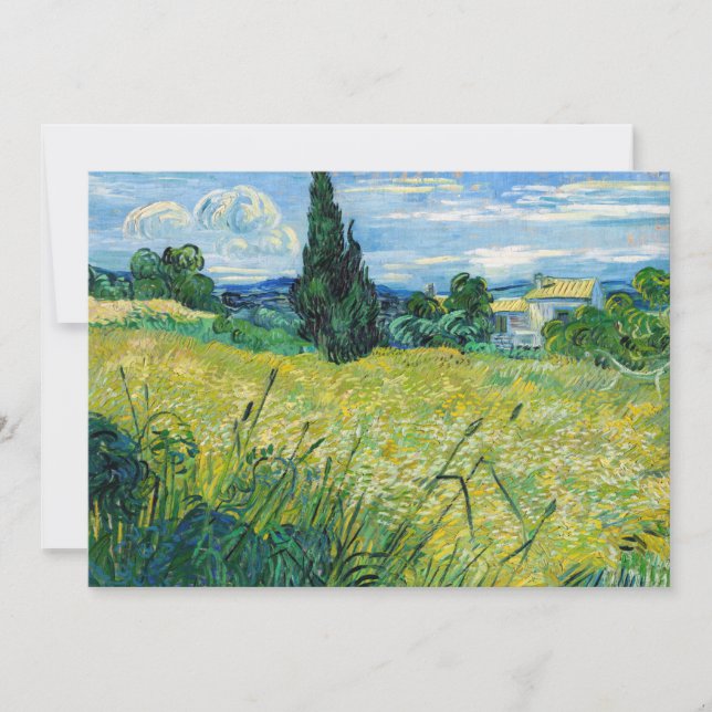 Carte De Remerciements Vincent van Gogh - Champ de blé vert avec Cypress (Devant)