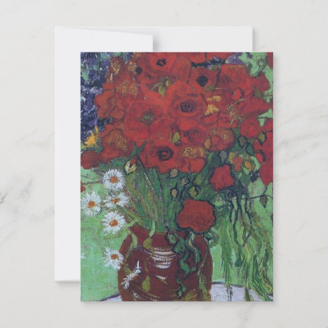 Carte De Remerciements Vincent Van Gogh - Coquelicots rouges et pâquerett (Devant)