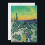 Carte De Remerciements Vincent van Gogh - Paysage Lune avec couple<br><div class="desc">Paysage de la Lune / Couple Walking parmi les oliviers dans un paysage montagneux avec Crescent Moon - Vincent van Gogh,  Huile sur toile,  1890</div>