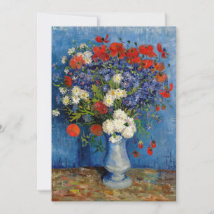 Carte De Remerciements Vincent van Gogh - Vase avec des Bleuets & Coqueli