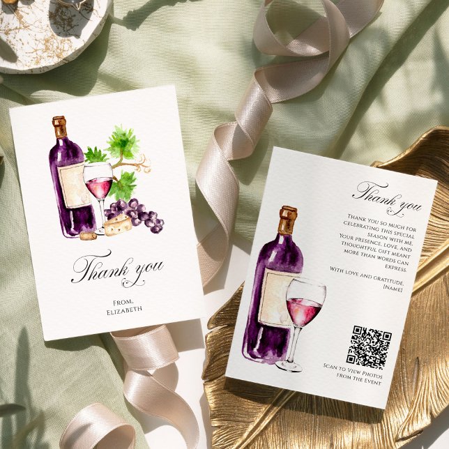 Carte De Remerciements Vino Before Vows Thank You Card Bridal Shower QR (Créateur téléchargé)