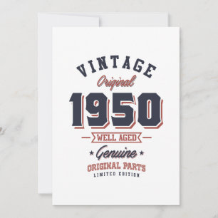 Carte De Remerciements Vintage 1950 Né en 1950 Retro Anniversaire Cadeau