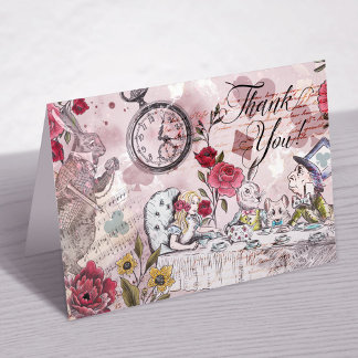 Carte De Remerciements Vintage Alice In Wonderland Découpage Collage